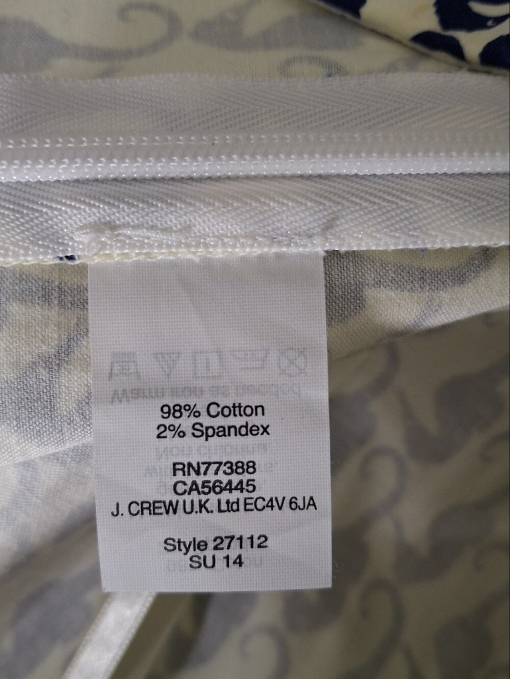 J. Crew Navy and White Seahorse-Pattern Mini Skirt, Size 2 - Picture 5 of 7
